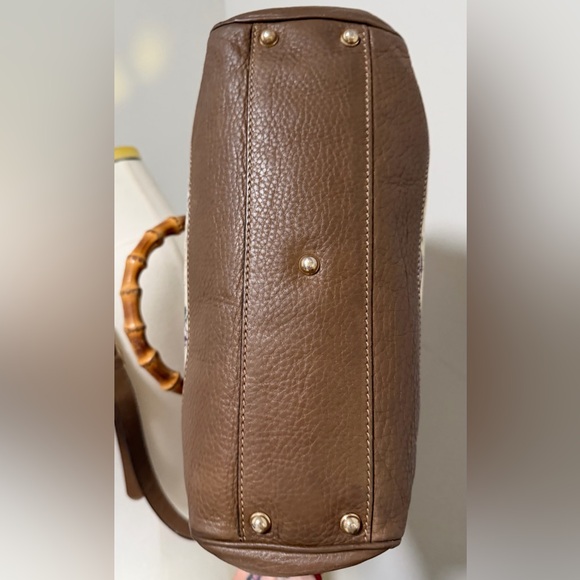 Gucci Flora Canvas Bamboo Shopper Tote 2-Way Crossbody - Picture 6 of 11